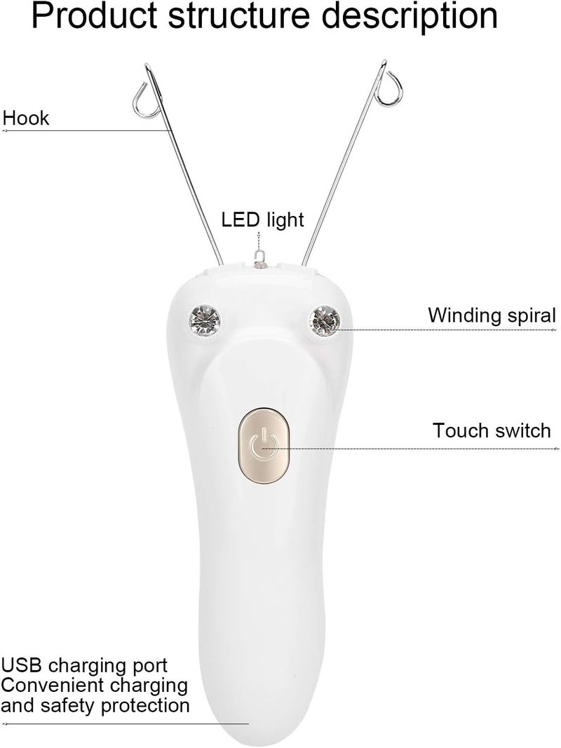 Sunicon Facial Threading Hair Removal, USB Rechargeable Electric Women Cordless Facial Threading Epilator Ladies Beauty Epilator Trimmer Cotton Threading Tool for Body Facial Pull(Gold) - Image 4